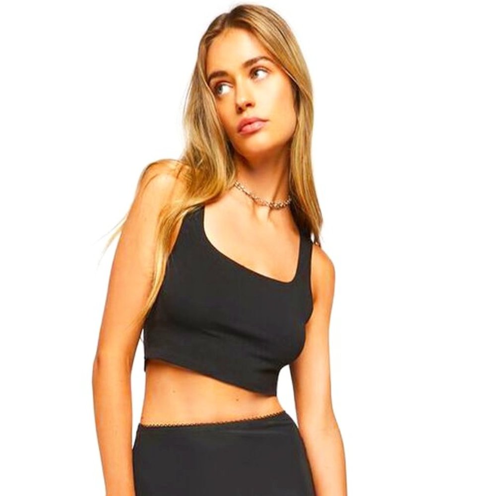 Black Cropped Casual Tank Top